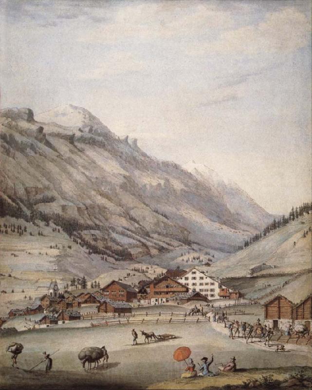 Abraham Fischer Seen Baths of Loeche some Was worth Norge oil painting art